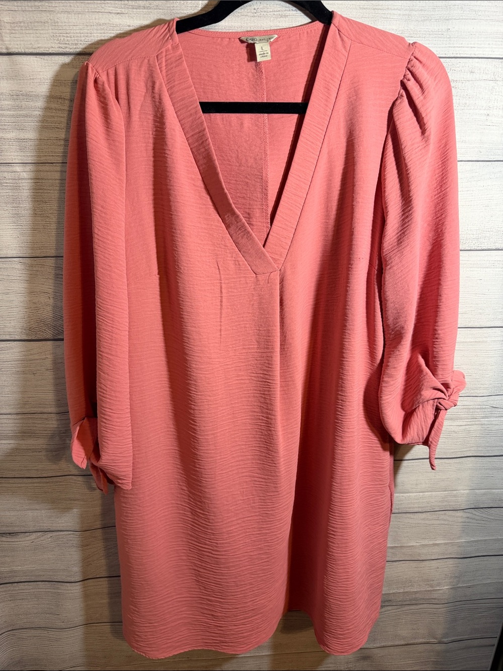 Cato Coral Pink V-Neck Tunic Dress